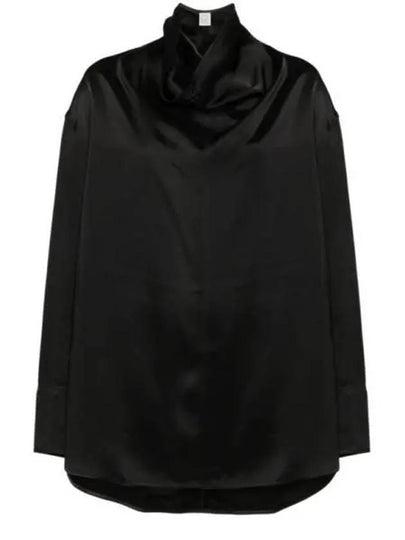 Funnel Neck Satin Blouse Black - TOTEME - BALAAN 2