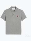 Men's Heart Logo Polo Shirt Grey - AMI - BALAAN 2