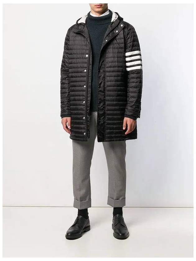 Men's 4 Bar Hooded Padding Black - THOM BROWNE - BALAAN 4