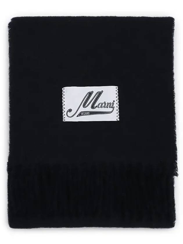 Logo Patch Knit Alpaca Muffler Black - MARNI - BALAAN 2