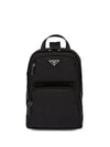 Re-Nylon Saffiano Leather Backpack Black - PRADA - BALAAN 1