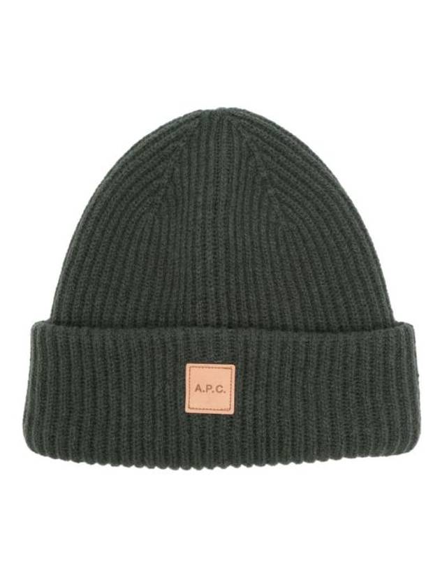 Logo Patch Wool Cashmere Beanie Verde - A.P.C. - BALAAN 5