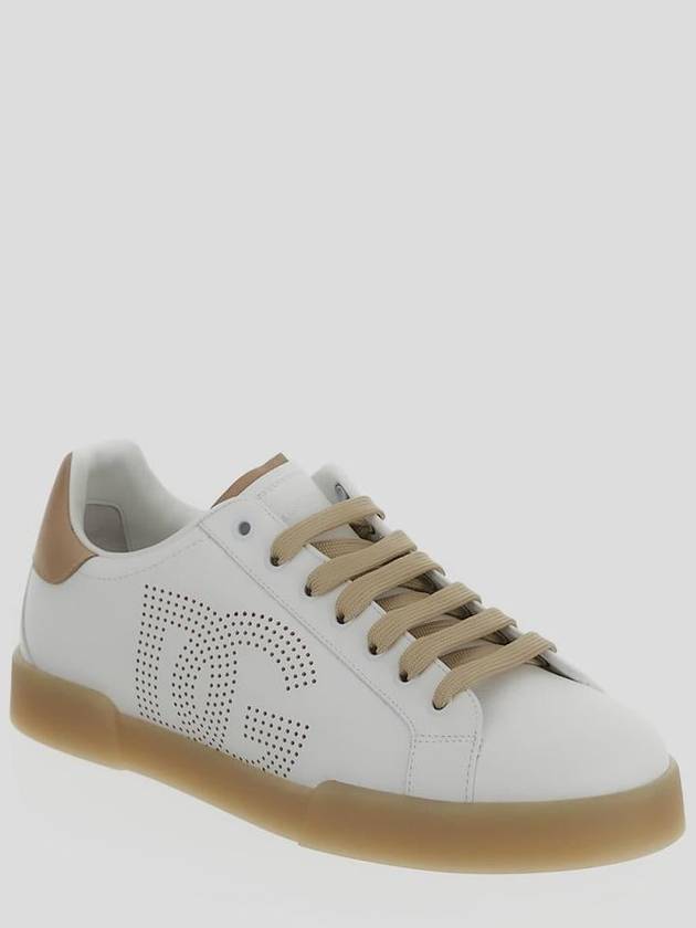 Portofino perforated DG logo low top sneakers white - DOLCE&GABBANA - BALAAN 3