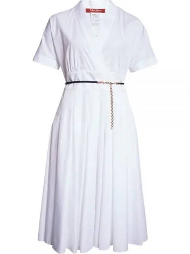 Alatri V-neck Cotton Long Dress White - MAX MARA - BALAAN 2