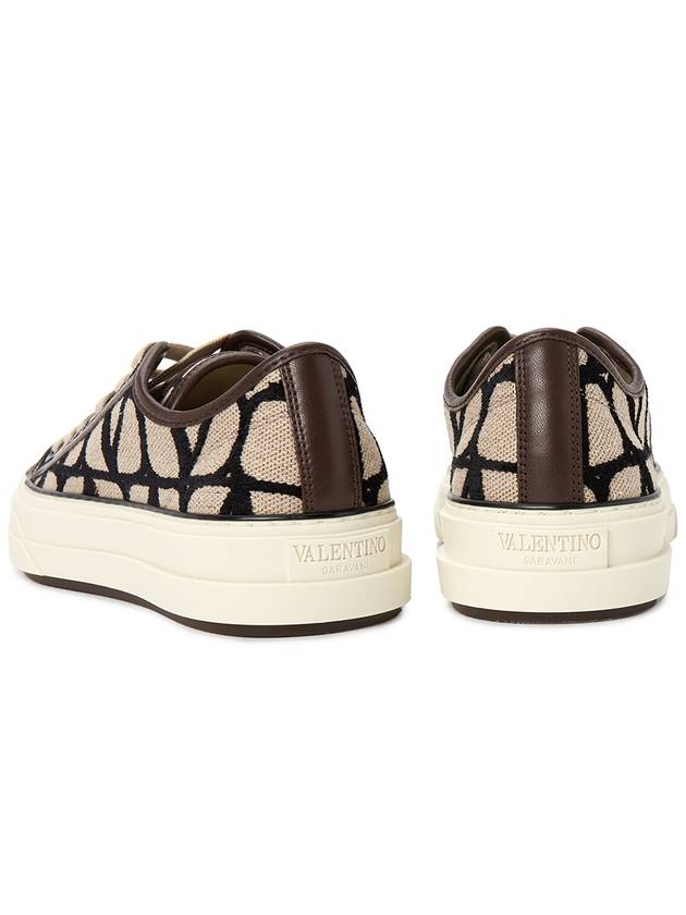 Women's Toile Iconographe Low Top Sneakers Black Beige - VALENTINO - BALAAN 7