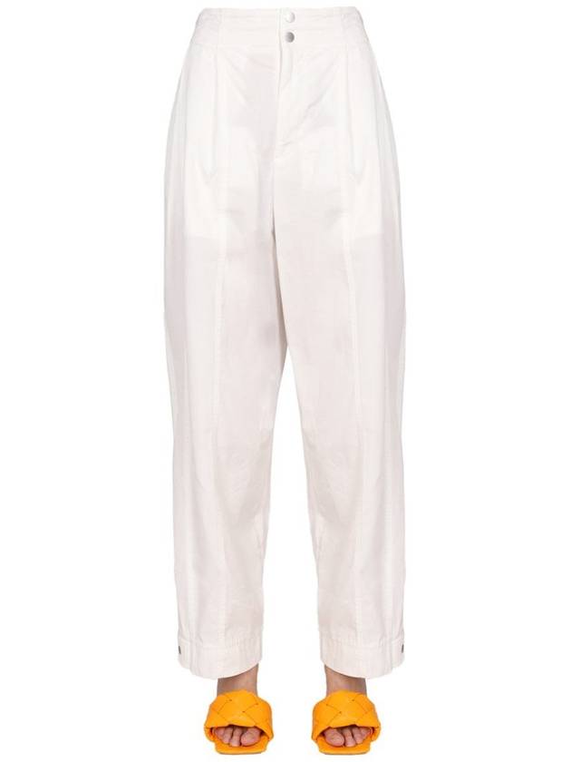 Women's Compact Cotton Wide Pants White - BOTTEGA VENETA - BALAAN 2