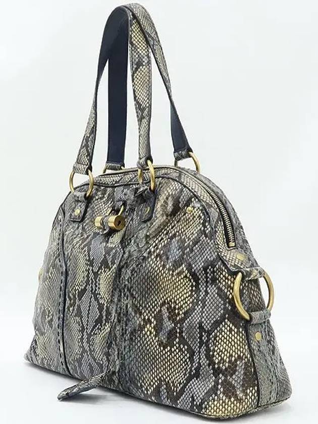 YSL Yip 156464 PYTHON real snake navy color combination SAC MUSE tote bag - SAINT LAURENT - BALAAN 3