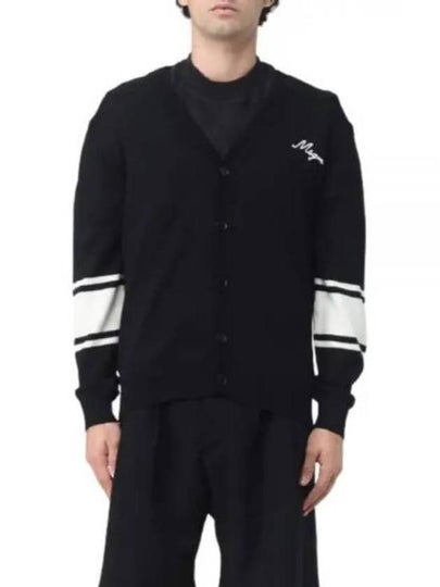 Embroidered Logo Wool Cardigan Black - MSGM - BALAAN 2