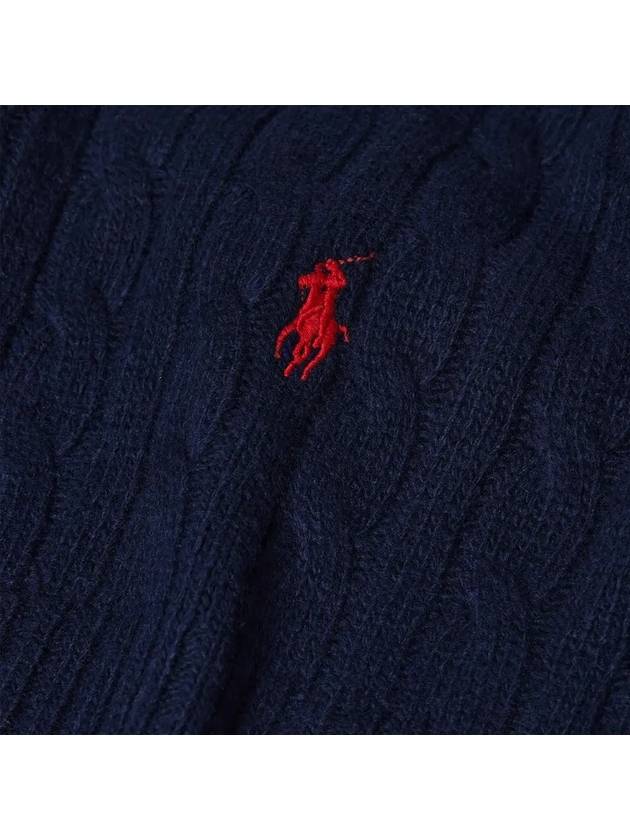 Pony Cable Knit Scarf Navy - POLO RALPH LAUREN - BALAAN 5