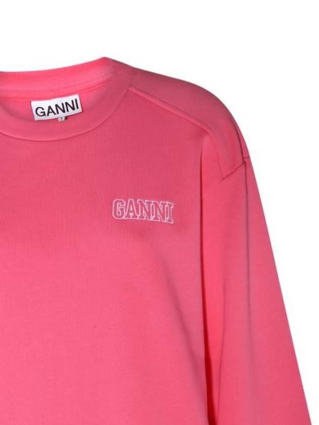 Women's Logo Print Cotton Sweatshirt Pink - GANNI - BALAAN 6