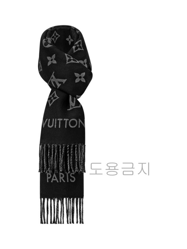 Monogram Wool Scarf Black - LOUIS VUITTON - BALAAN 3