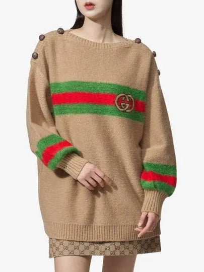 Web Interlocking GG Knit Top Camel - GUCCI - BALAAN 2