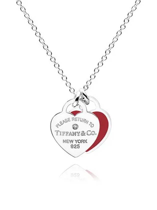 Red double heart pendant necklace silver - TIFFANY & CO. - BALAAN 3