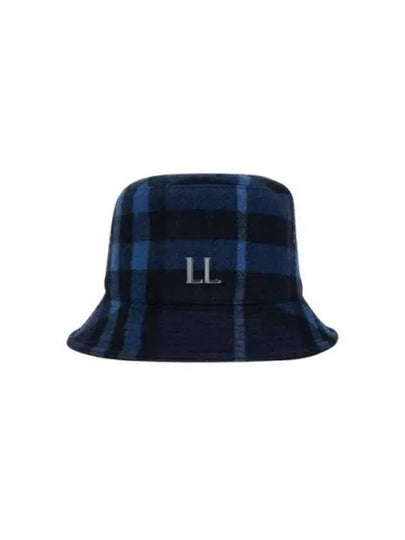 Check Wool Cashmere Bucket Hat Blue - BURBERRY - BALAAN 2