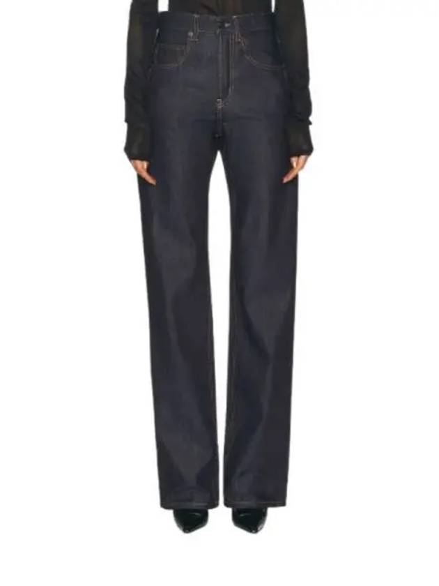 High Rise Denim Straight Jeans Blue - SAINT LAURENT - BALAAN 2