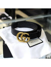 Men's GG Marmont Double G Buckle Gold Hardware Leather Belt Black - GUCCI - BALAAN 2