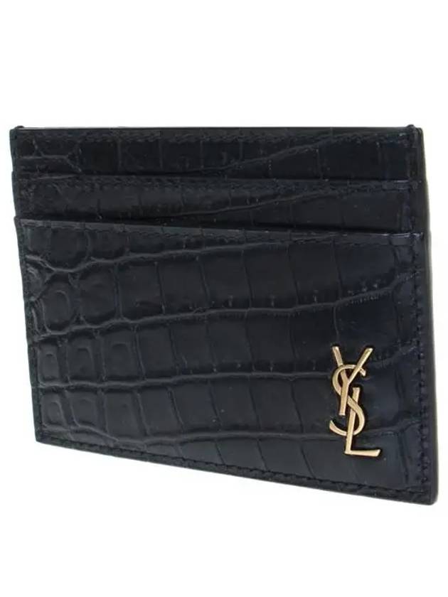 Monogram Logo Crocodile Card Wallet Black - SAINT LAURENT - BALAAN 3