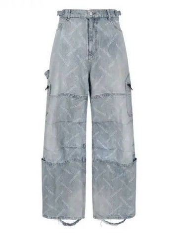 BAL Diagonal Logo Denim Cargo Pants - BALENCIAGA - BALAAN 1