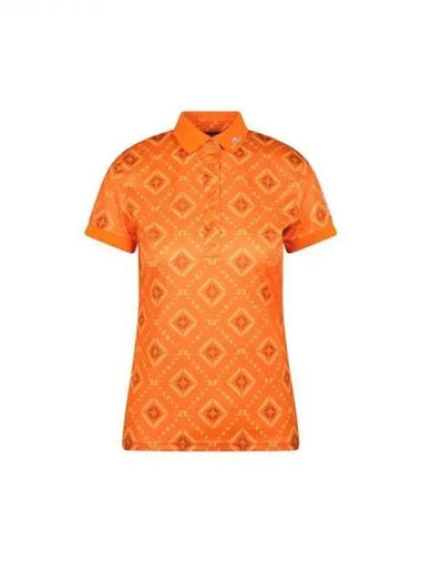 Golf Women s Short Sleeve T shirt Tour Functional Tech Wear Print Polo Orange Diamond Domestic Product GR5Y24080709481 - J.LINDEBERG - BALAAN 1