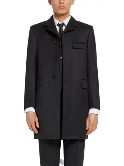 Super 120S Twill Classic Chesterfield Single Coat Navy - THOM BROWNE - BALAAN 2