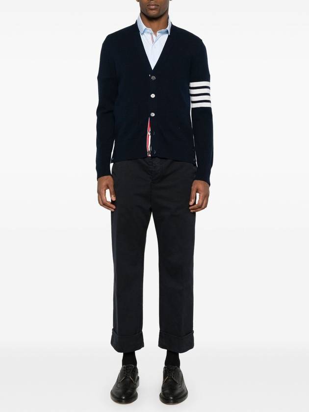 4 Bar Virgin Wool Cardigan Black - THOM BROWNE - BALAAN 4