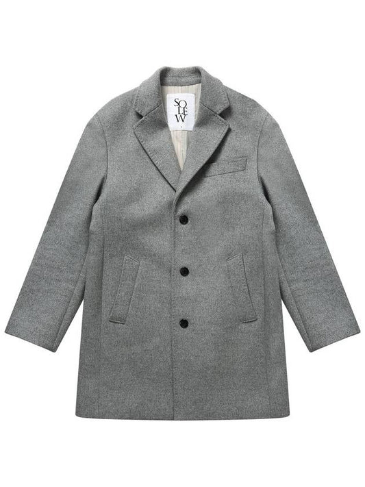 Men's Wool Cashmere Single Coat Light Grey - SOLEW - BALAAN 2