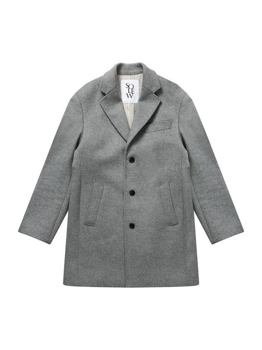 Men's Wool Cashmere Single Coat Light Grey - SOLEW - BALAAN 1