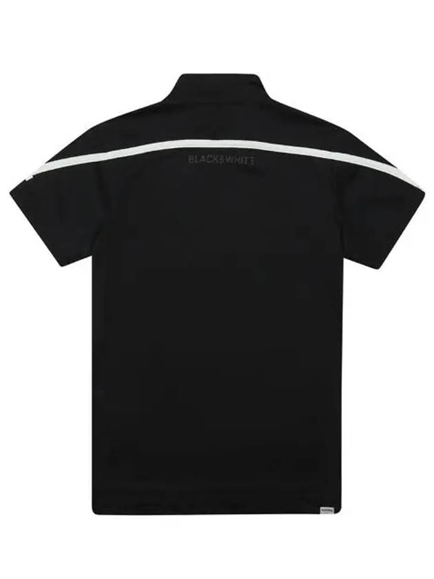 Sporty Design Mock Neck T-Shirt LS9502WM - BLACK&WHITE - BALAAN 5