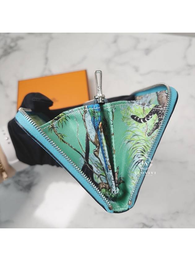 Silk-in Compact Zipper Half Wallet Card Coin Purse Apsong Blue Color H077756CKAD - HERMES - BALAAN 8