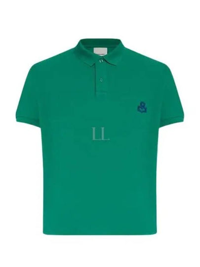 Afko Logo Cotton Polo Shirt Green - ISABEL MARANT - BALAAN 2