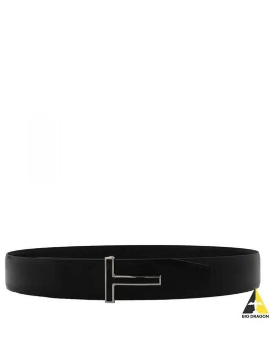 T Buckle Reversible Leather Belt Black - TOM FORD - BALAAN 2