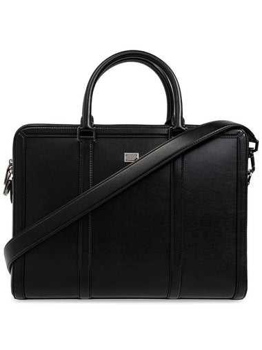 Dolce & Gabbana Leather Briefcase, Men's, Black - DOLCE&GABBANA - BALAAN 1