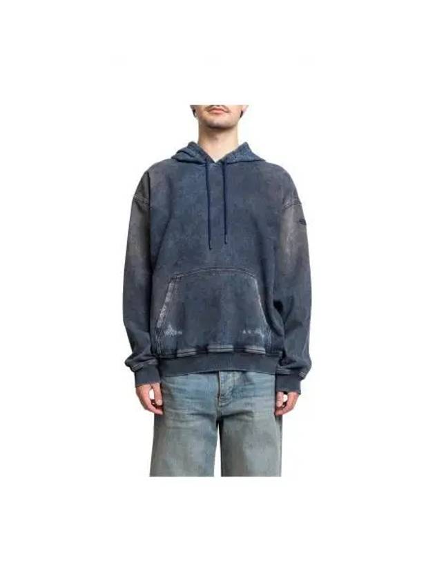 D Um Rib Track Denim Hoodie Dark Blue - DIESEL - BALAAN 2