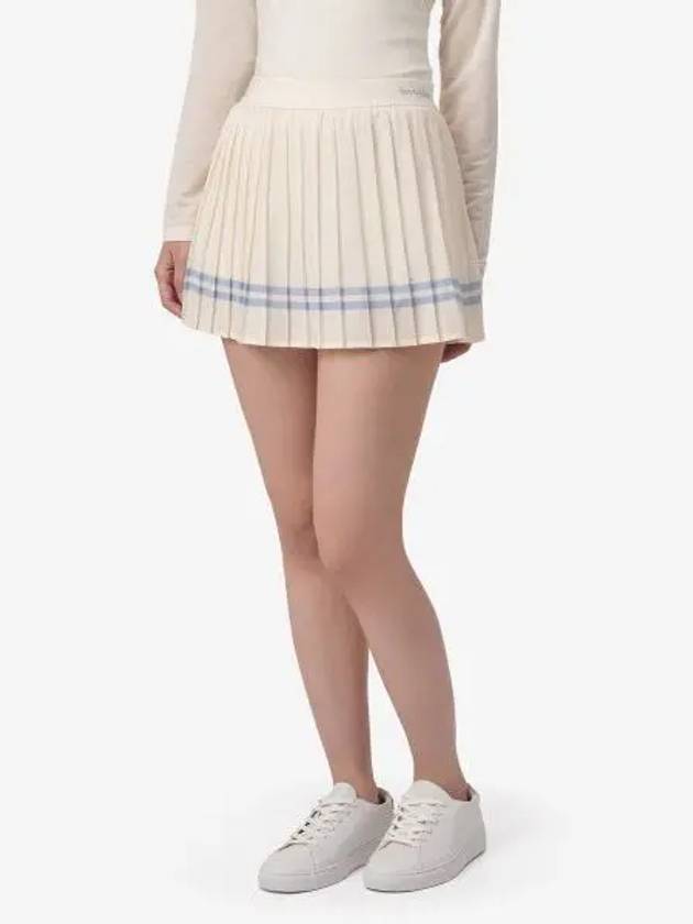 Serif Logo Stripe Detail Pleated Skirt Beige - SPORTY & RICH - BALAAN 2