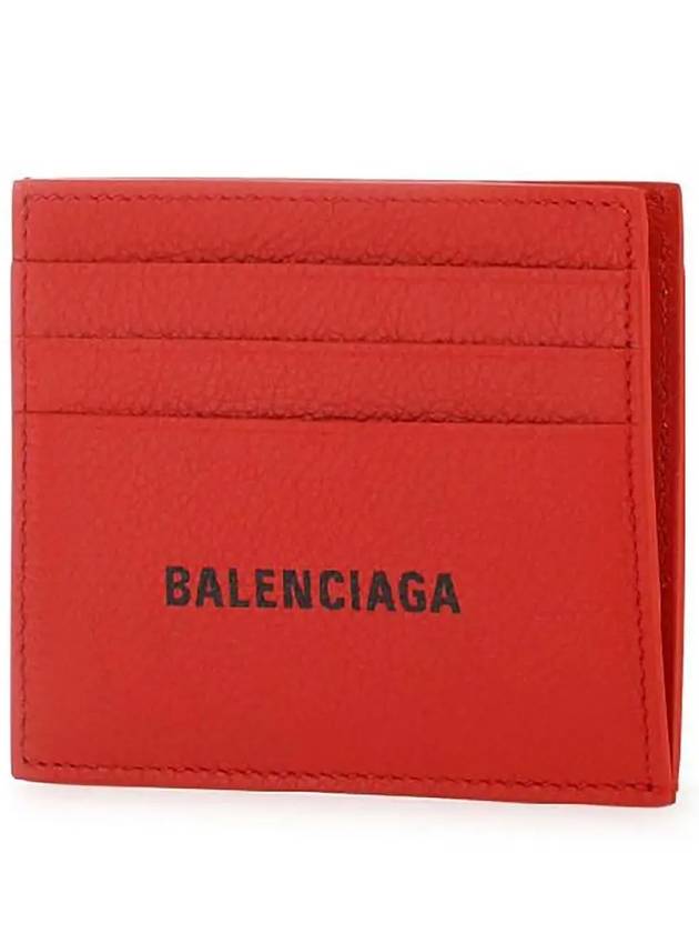 Logo Print Leather Card Wallet Red - BALENCIAGA - BALAAN 3