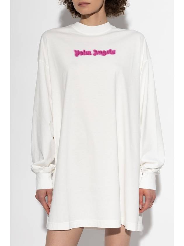 Palm Angels Dress With Logo, Women's, Cream - PALM ANGELS - BALAAN 3