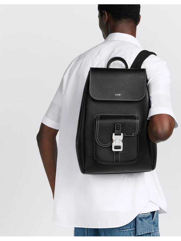 Saddle Grained Calfskin Backpack Black - DIOR - BALAAN 3