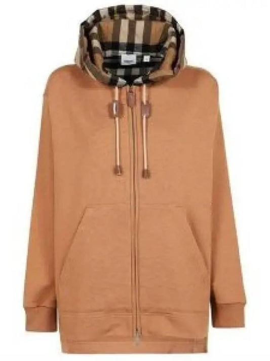 Cotton Check Hooded Zip-Up Camel - BURBERRY - BALAAN 2