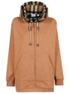 Cotton Check Zip-Up Hoodie Camel - BURBERRY - BALAAN 2