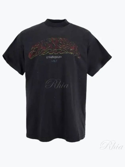 Offshore Oversized Short Sleeve T-Shirt Black Faded - BALENCIAGA - BALAAN 2