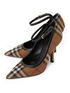 Check Point Toe Knit Pumps Brown - BURBERRY - BALAAN.