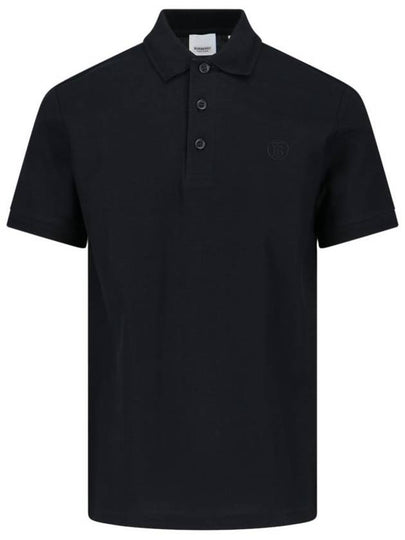 Men's Embroidered Logo Cotton Polo Shirt Black - BURBERRY - BALAAN 2