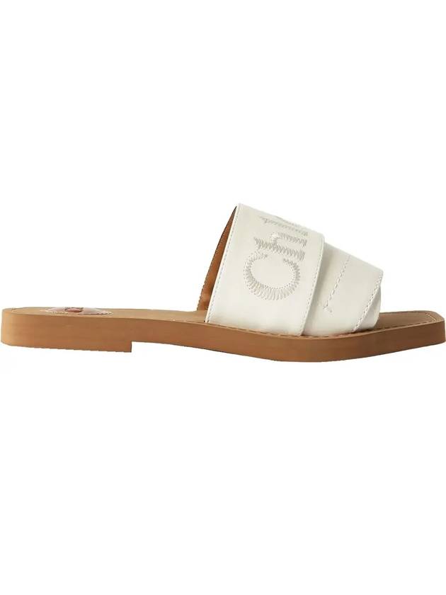 Woody Logo Leather Flat Slippers White - CHLOE - BALAAN 3