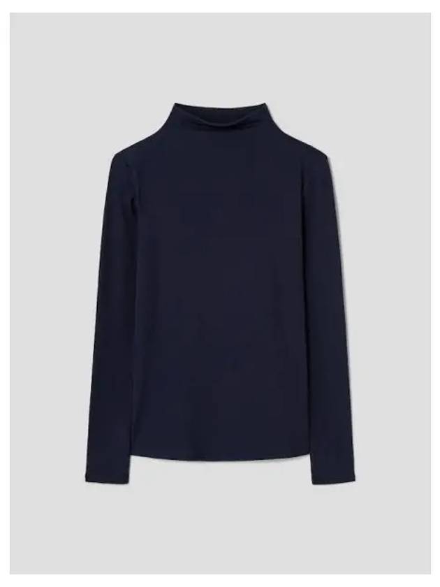 Women s Wrinkled Viscose Mock Neck Long Sleeve T Shirt Nocturne Navy Domestic Product GM0024052386114 - THEORY - BALAAN 1