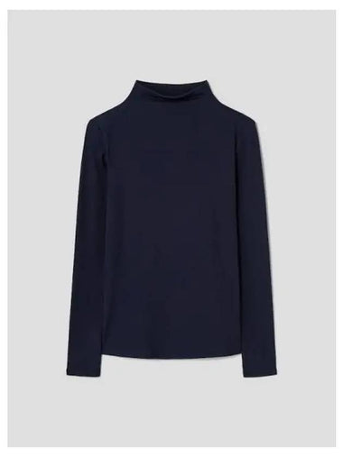 Women s Wrinkled Viscose Mock Neck Long Sleeve T Shirt Nocturne Navy Domestic Product GM0024052386114 - THEORY - BALAAN 1