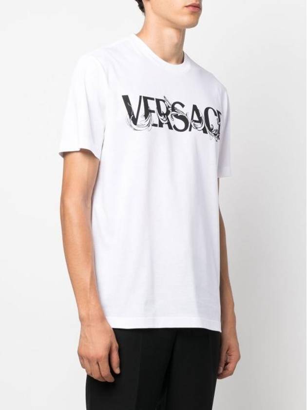 Men's Barocco Silhouette Logo Short Sleeve T-Shirt White - VERSACE - BALAAN 8