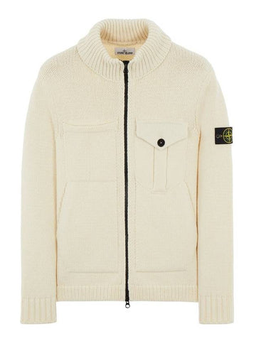 Wappen Patch Wool Zip-up Cardigan Natural - STONE ISLAND - BALAAN 1