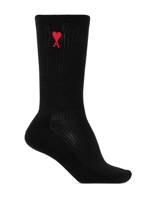 Heart Logo Socks Black - AMI - BALAAN 1