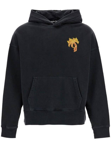 "burning palm oversized hoodie with hood" - PALM ANGELS - BALAAN 1