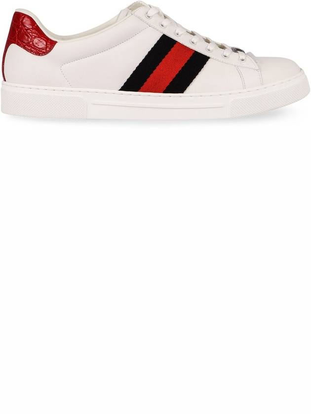 Ace Web Leather Low Top Sneakers White - GUCCI - BALAAN 3